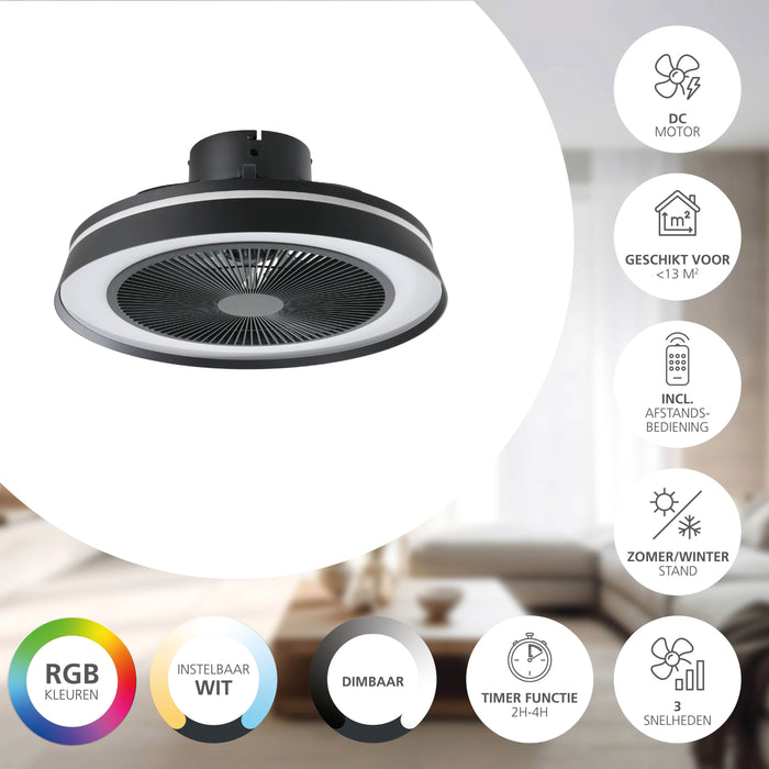 EGLO Vallonia Plafondventilator met lamp - Ø 48 cm - 3 snelheden - RGB