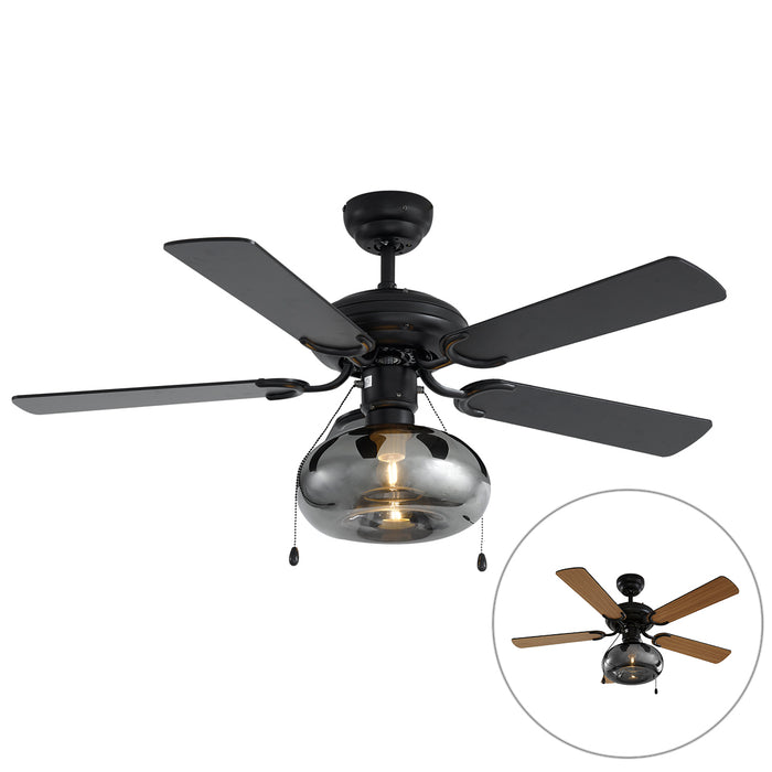 QAZQA Plafondventilator zwart 107.5cm met trekschakelaar - Mistral