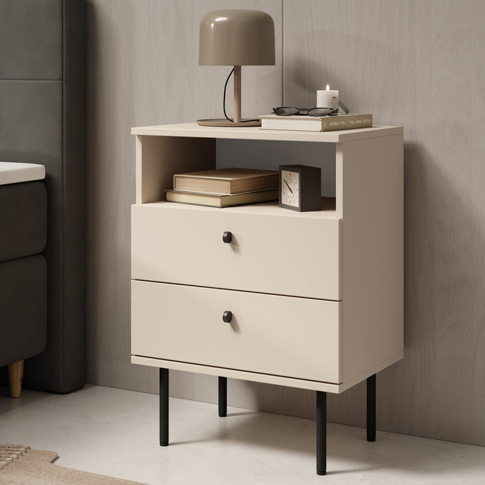 Meubella - Nachtkastje Hidde 2 - Beige - 50 cm