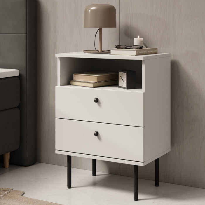 Meubella - Nachtkastje Hidde 2 - Wit - 50 cm