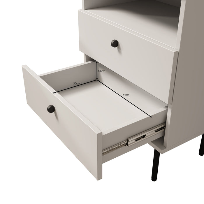 Meubella - Nachtkastje Hidde 2 - Wit - 50 cm