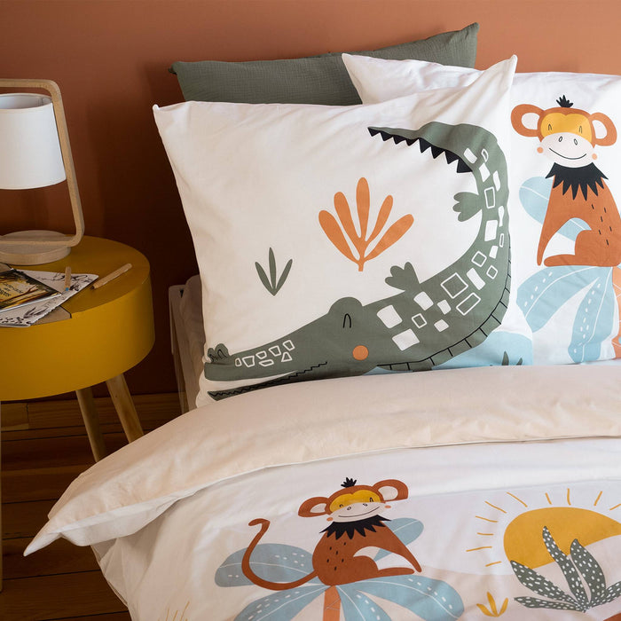 sweeek - Microvezel dekbedovertrek omkeerbaar bedrukt savanne 1 plaats