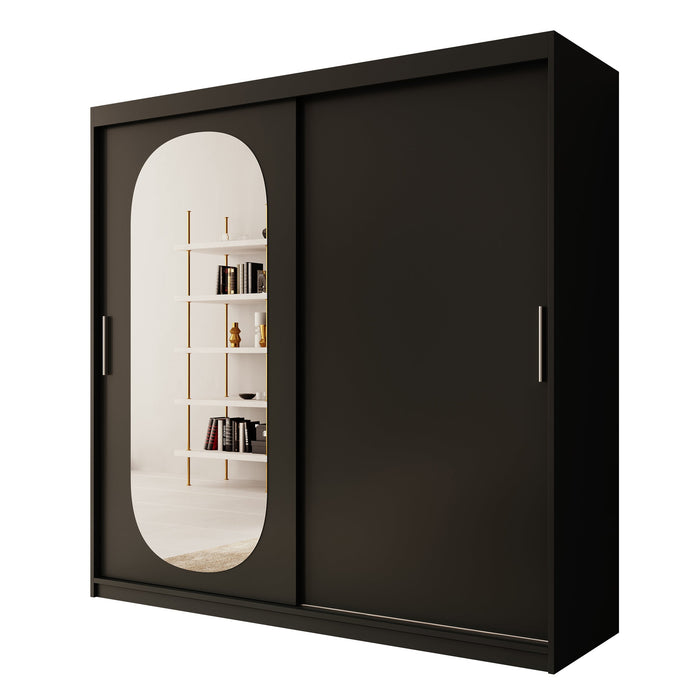 Meubella - Kledingkast Bodhi - Zwart - 200 cm - Met spiegel