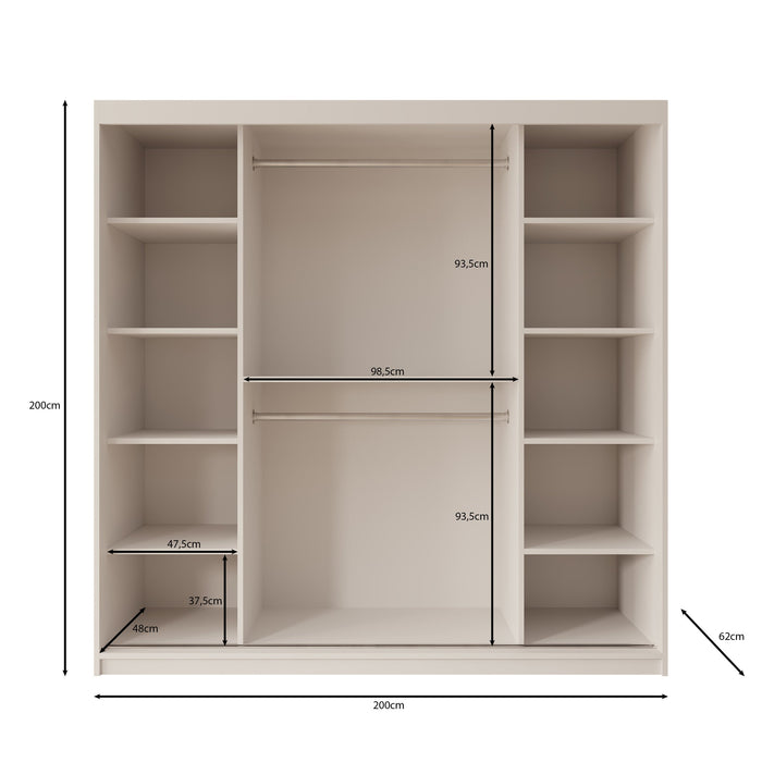 Meubella - Kledingkast Bodhi - Beige - 200 cm - Met spiegel