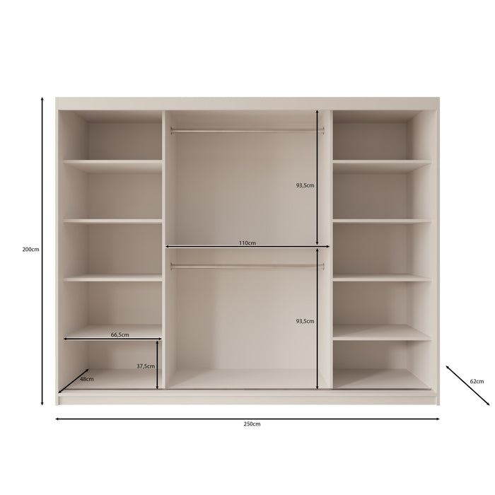 Meubella - Kledingkast Bodhi - Eiken - 250 cm - Met spiegel