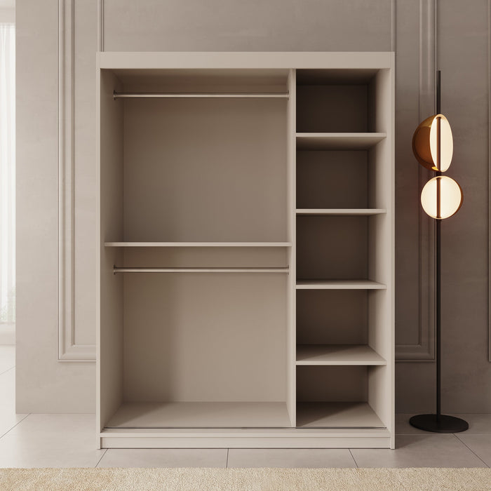 Meubella - Kledingkast Bodhi - Beige - 150 cm - Met spiegel