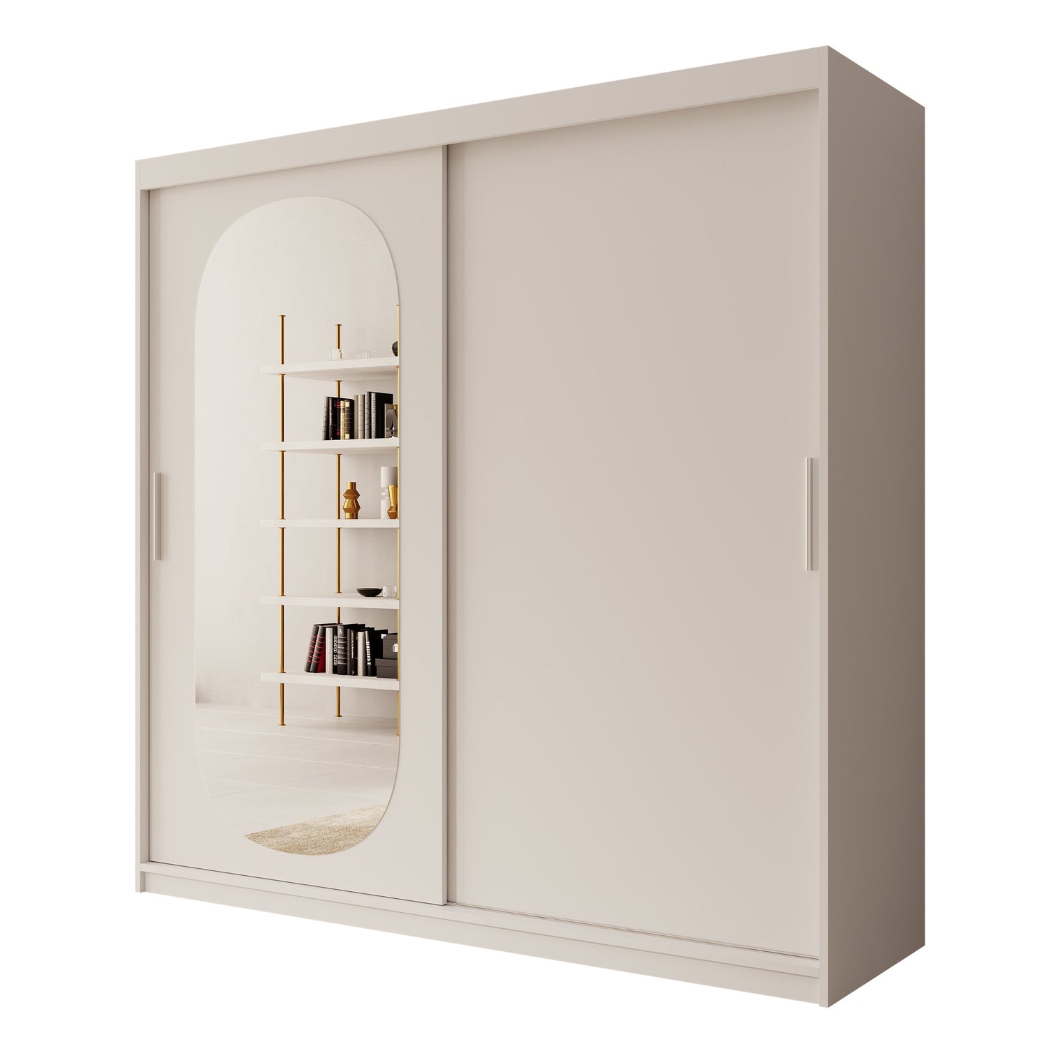 Meubella - Kledingkast Bodhi - Wit - 200 cm - Met spiegel