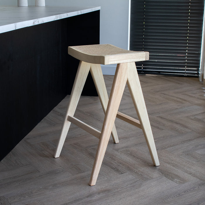 Giga Meubel - Barkruk Naturel - Rotan Zitting - Jules - Set van 2