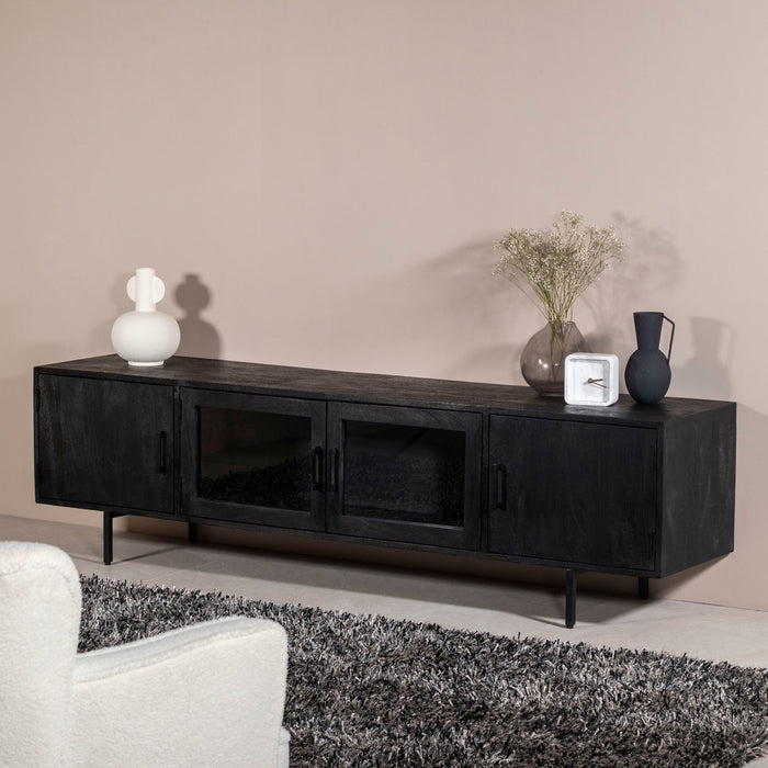 Giga Meubel - Tv-Meubel Zwart 200cm - Mangohout|Metaal