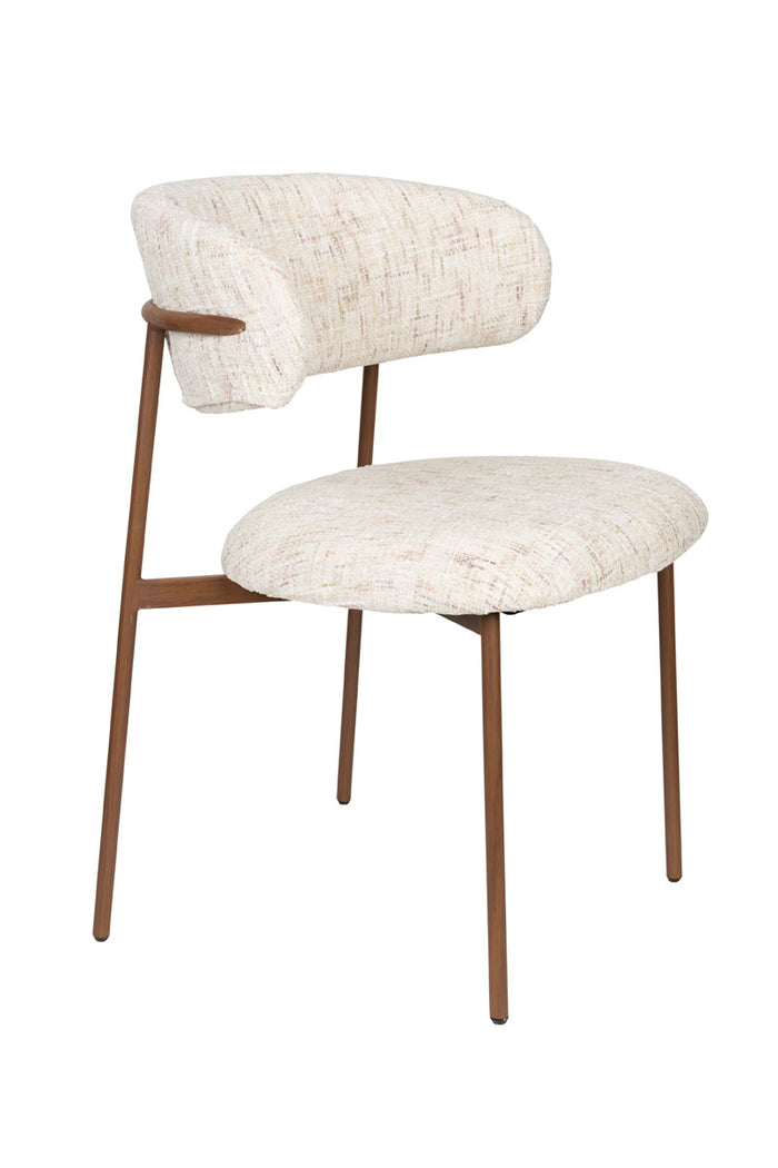 Giga Meubel - Eetkamerstoel Off White - Metaal - Claes - Set van 2