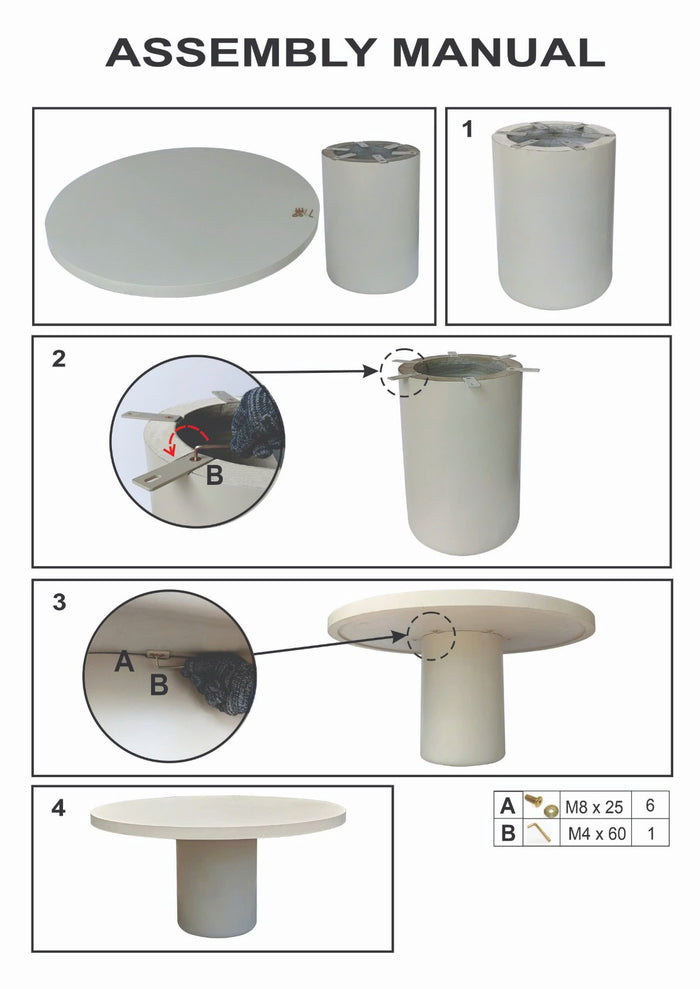 Giga Meubel - Tuintafel Rond 150cm - Beige Eco Composiet - Betonlook - Eden