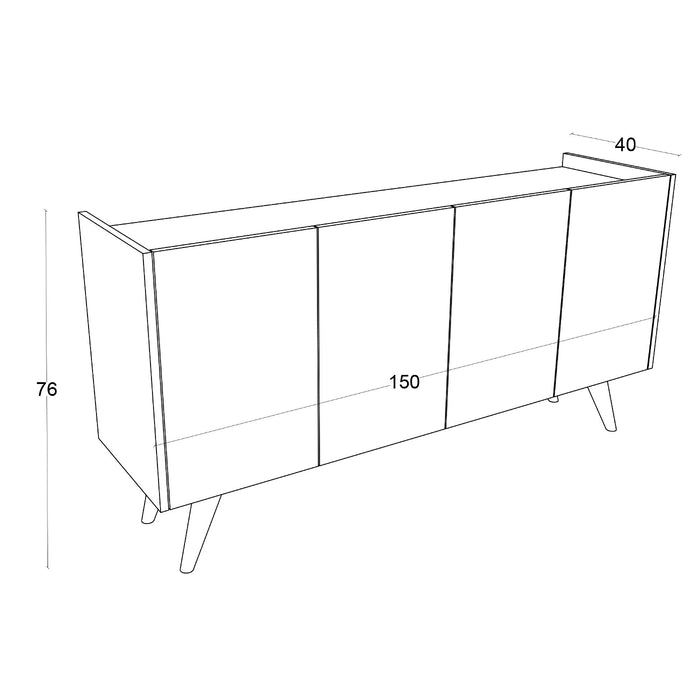 Giga Meubel - Dressoir Wit Hout - 150x40x68cm - Petra