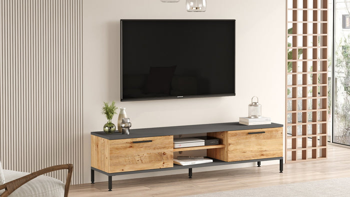 Giga Meubel - Tv-meubel Naturel|Antraciet - 160x35x39,1cm - Ciftlik