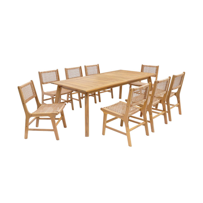 sweeek - Uitschuifbare tuintafel acacia hout met 8 stoelen