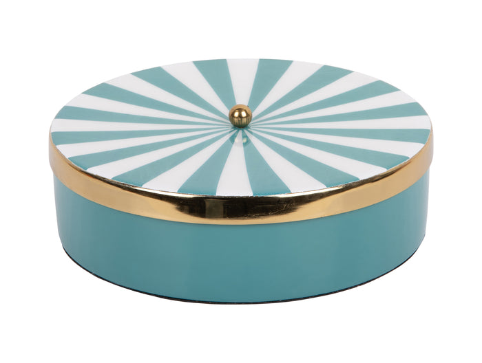 Present Time - Opbergbox Candy Swirl Rond Large - Turquoise blue & White
