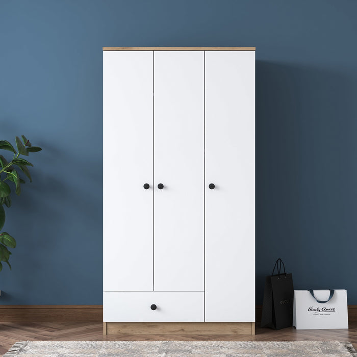 Giga Meubel - Kledingkast Wit|Walnoot Hout - 90x43x170cm - Bayburt