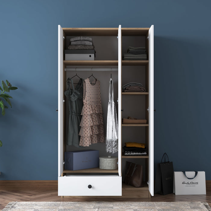 Giga Meubel - Kledingkast Wit|Walnoot Hout - 90x43x170cm - Bayburt