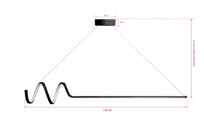 Giga Meubel - Hanglamp Zwart Aluminium - 120x20x80cm - Waterwave