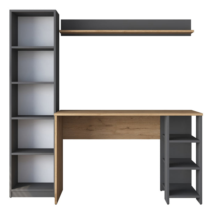 Giga Meubel - Bureau Walnoot|Antraciet Hout - 160x45x161,8cm - Fakili