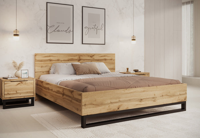 Meubella - Tweepersoonsbed Harlow - Eiken - 180x200 cm