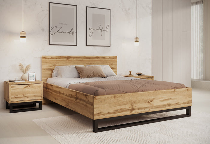 Meubella - Tweepersoonsbed Harlow - Eiken - 160x200 cm