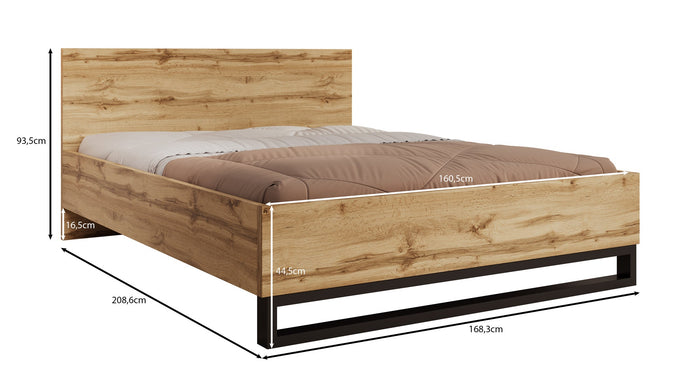 Meubella - Tweepersoonsbed Harlow - Eiken - 160x200 cm