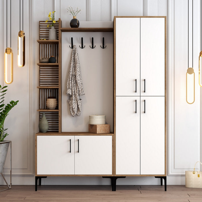Giga Meubel - Garderobemeubel Walnoot|Wit Hout - 200cm - Viyana Large