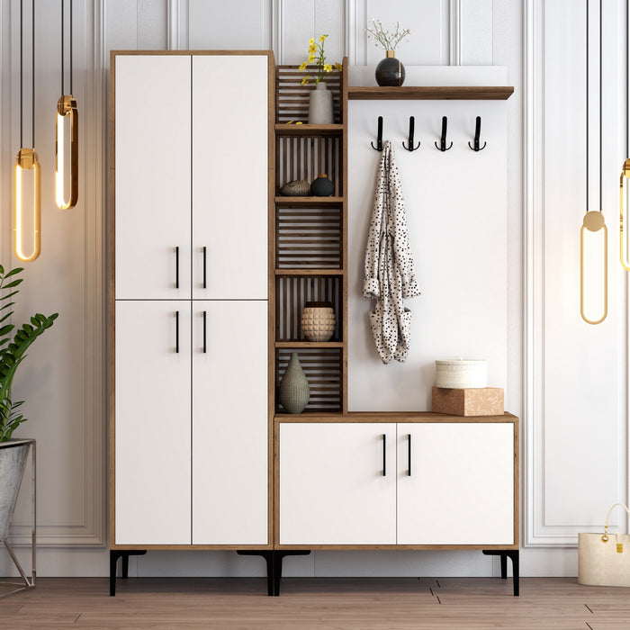 Giga Meubel - Garderobemeubel Walnoot|Wit Hout - 200cm - Viyana Large