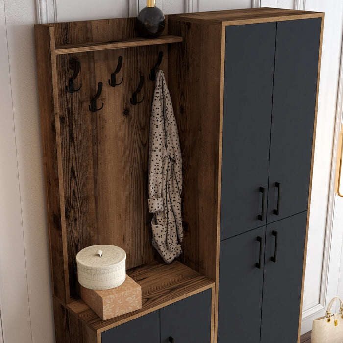 Giga Meubel - Garderobemeubel Walnoot|Antraciet Hout - 200cm - Berlin