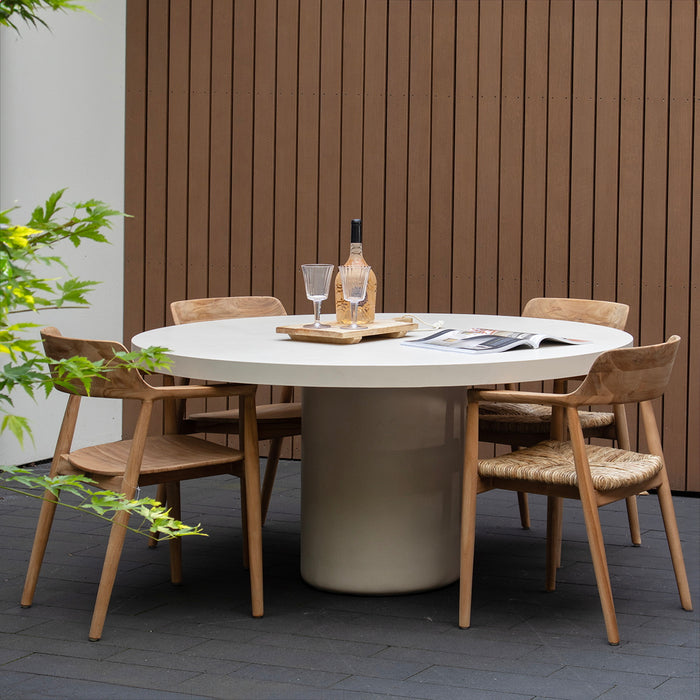 Giga Meubel - Tuintafel Rond 120cm - Beige Eco Composiet - Betonlook - Eden