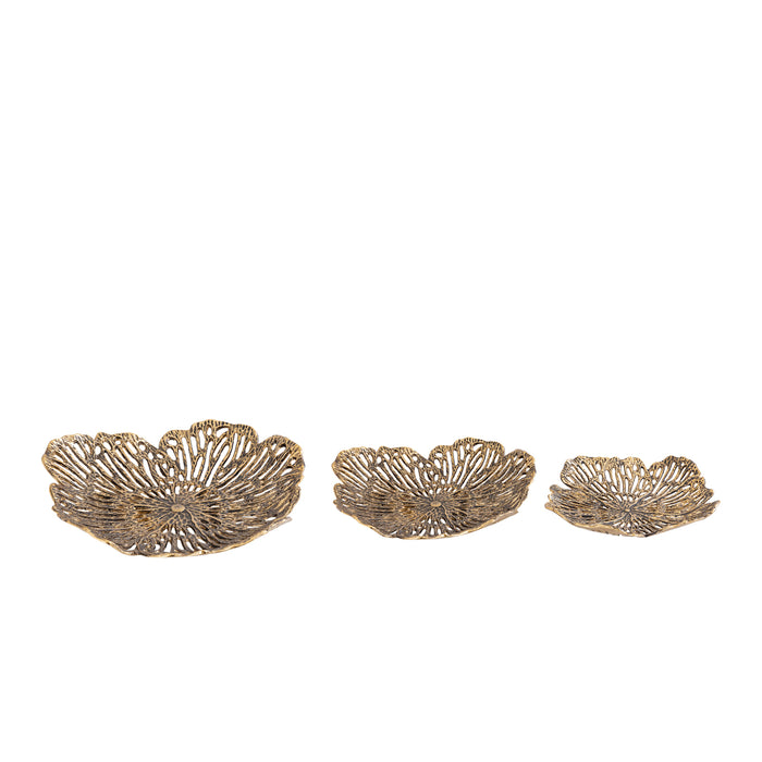 PTMD Ryhann Brass Casted Alu Flower Wall Deco Bowl L