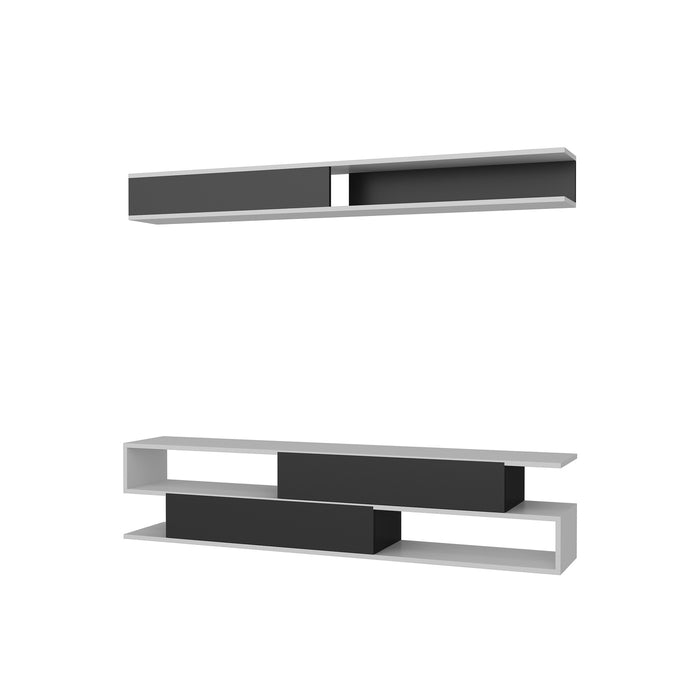 Giga Meubel - Tv-meubel Wit|Zwart Hout - 176x32x39cm - Sims