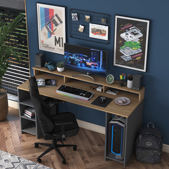 Giga Meubel - Bureau Walnoot|Antraciet Hout - 160x55x89,5cm - Aktas