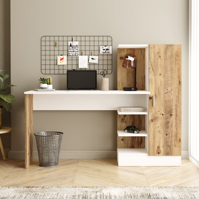 Giga Meubel - Bureau Naturel|Wit Hout - 152x40x120cm - Nurhak