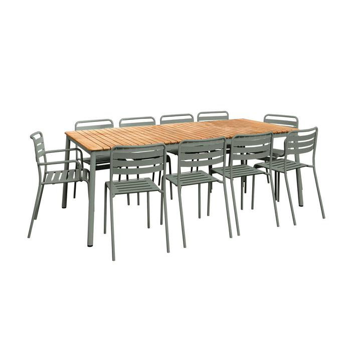 sweeek - Tuintafel hout en staal 8 stoelen 2 fauteuils