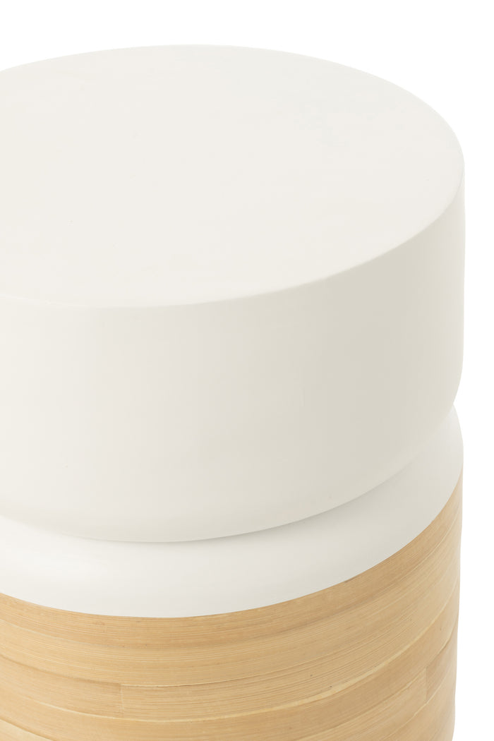J-Line bijzettafel Rond - bamboe - wit|naturel