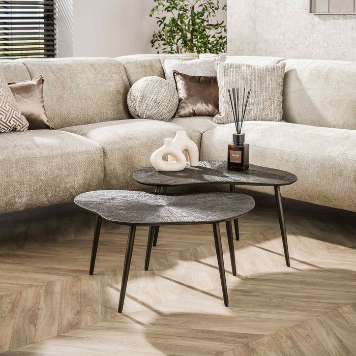 Giga Meubel - Salontafel Brons Metaal - Set Van 2 - 76x62x41cm - Ray