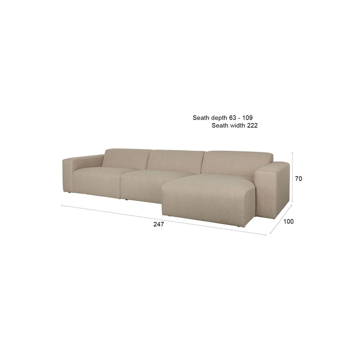 Zuiver Sofa Milka 4,5-zitsbank Chaise longue Rechts Cappuccino - Beige