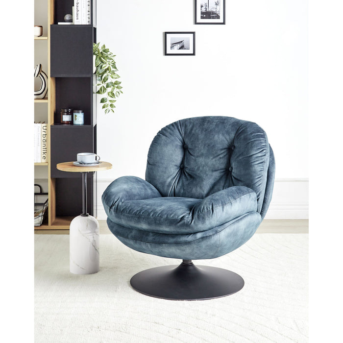 Beliani - NOLVIK - Fauteuil - Donkerblauw - Fluweel