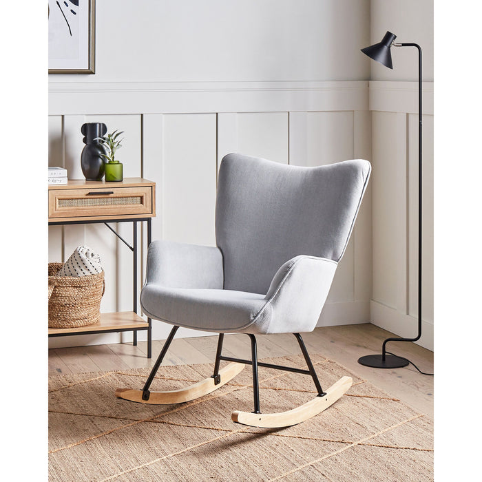 Beliani - ARSET - Schommelstoel - Lichtblauw - Bouclé