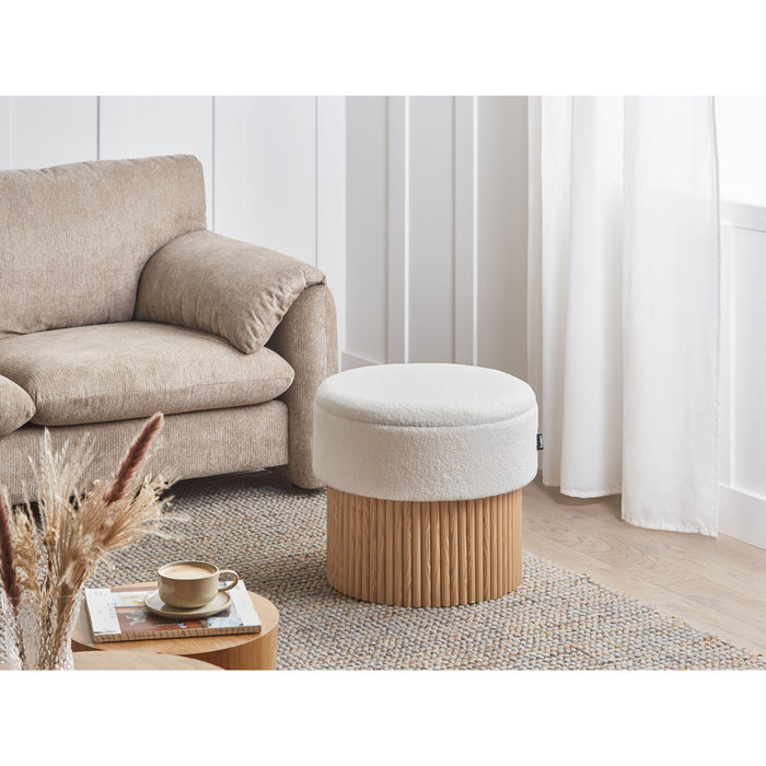 Beliani - RICHEY - Opbergpoef - Off-white - Bouclé