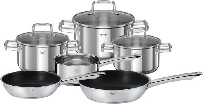 Rosle Pannenset Moments - Kookpannen + Deksels, Steelpan & Koekenpannen ø 20 & 28 cm - 6 Delig