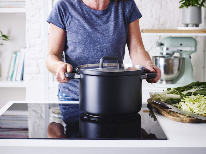 BK Pannenset Flow Cool Zwart RVS + BK Koekenpannenset Granite Aluminium - 6 Delig