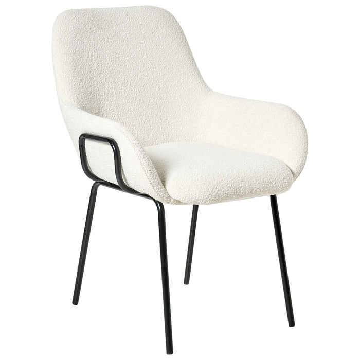 Beliani - ALGONA - Eetkamerstoel - Gebroken wit - Bouclé