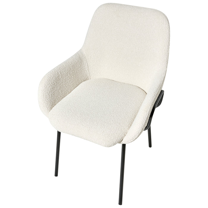 Beliani - ALGONA - Eetkamerstoel - Gebroken wit - Bouclé