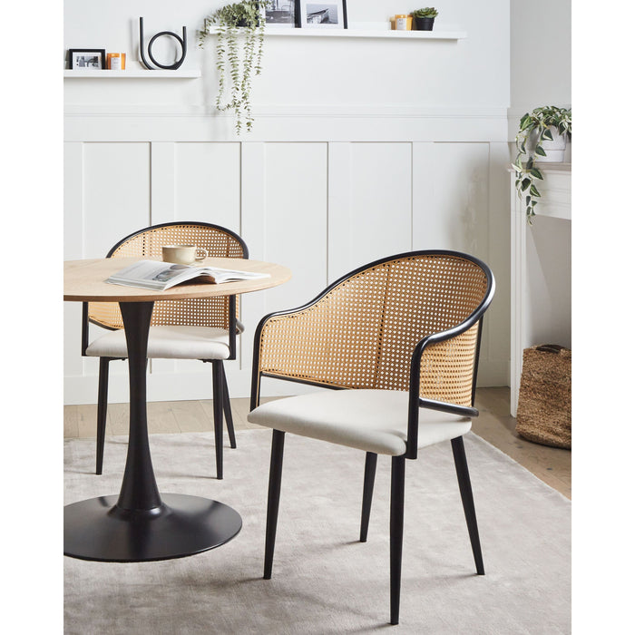 Beliani-WEIMAR-Eetkamerstoel set van 2-Zwart|Gebroken wit-Polyester