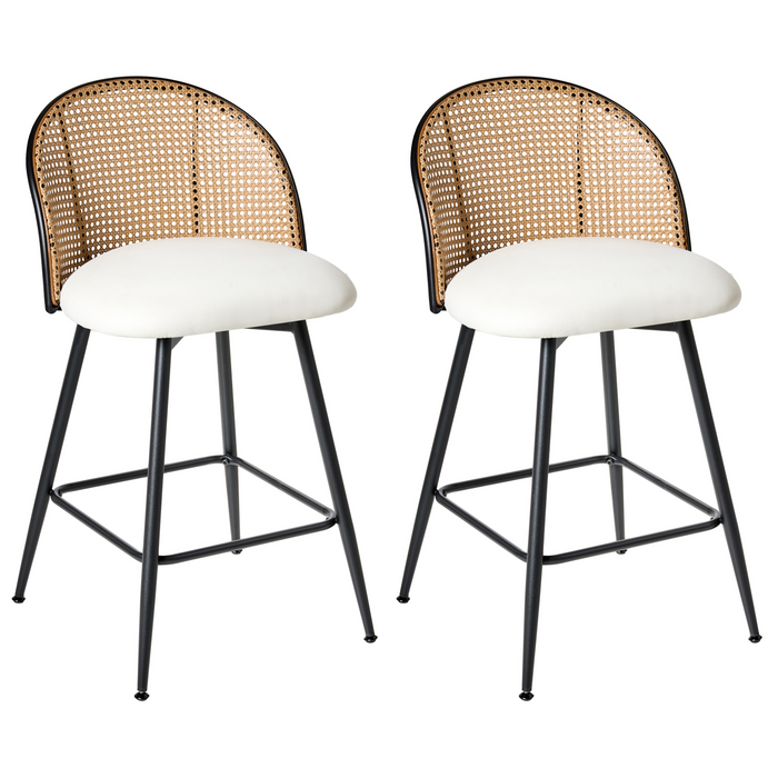 Beliani - NATHAN - Barkruk set van 2 - Wit - 91 cm - Kunstleer