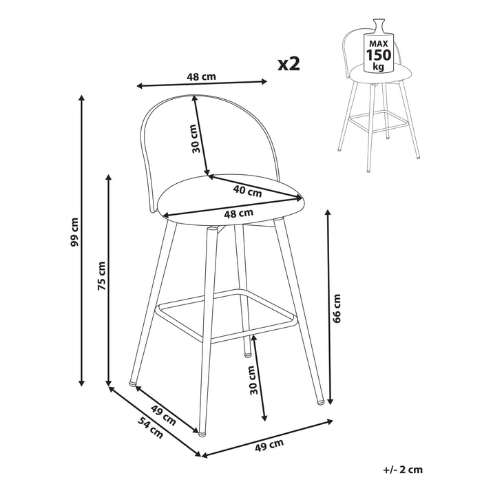 Beliani - NATHAN - Barkruk set van 2 - Wit - 99 cm - Kunstleer