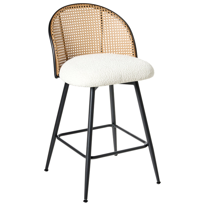 Beliani - NATHAN - Barkruk set van 2 - Off-white - 91 cm - Bouclé