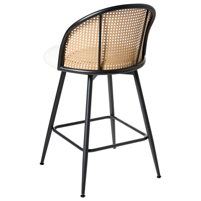 Beliani - NATHAN - Barkruk set van 2 - Off-white - 91 cm - Bouclé